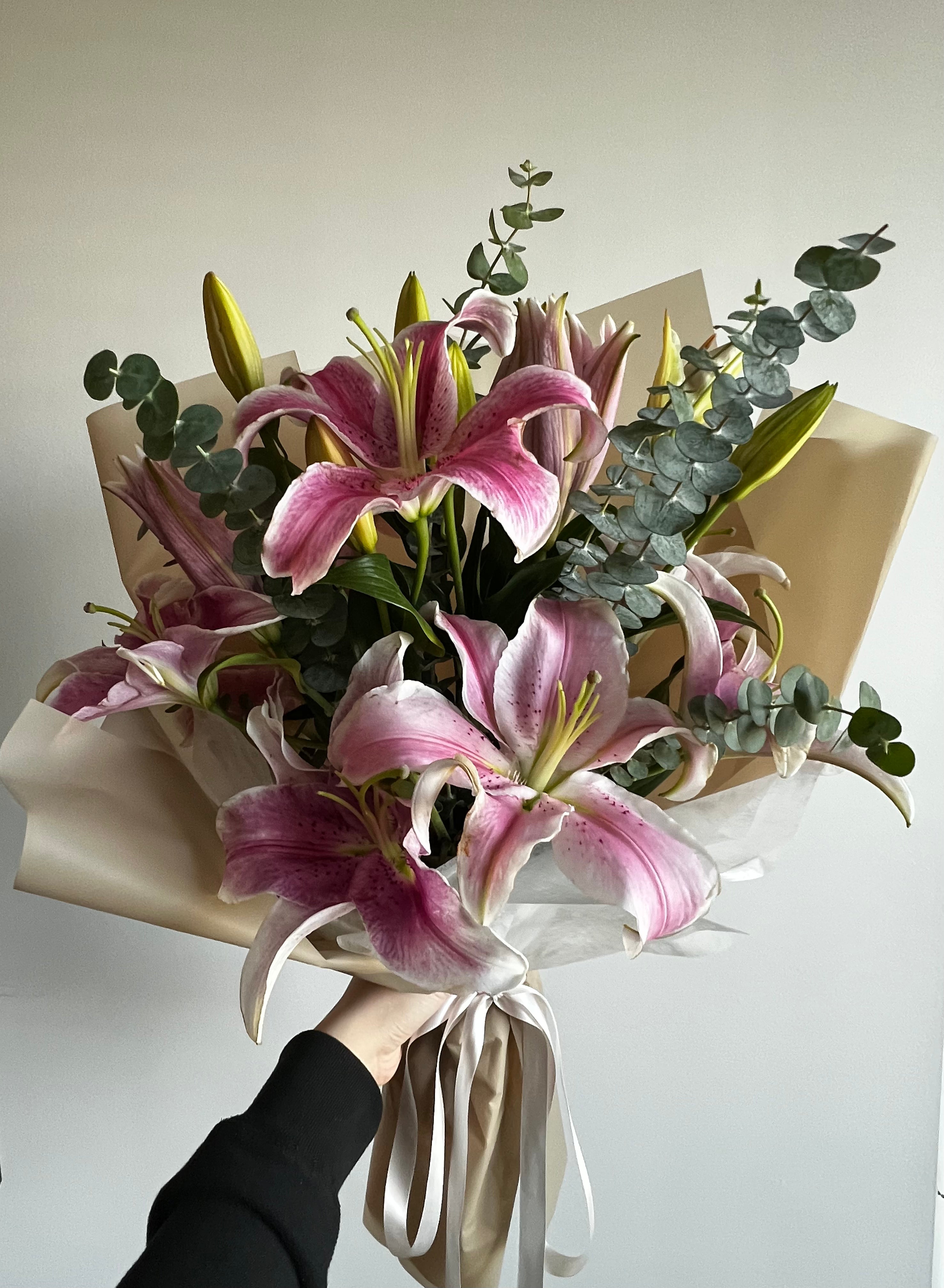 Oriental Lillies & Eucalyptus
